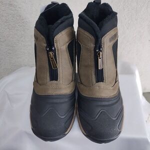 Khombu Boots Mens 7 Brown Hybrid Winter Zip Faux Fur Lined Snow Cushioned Grip